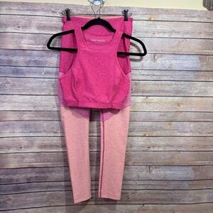 Outdoor Voices Workout Set Leggings and Crop Tank Hot Pink Size Small
